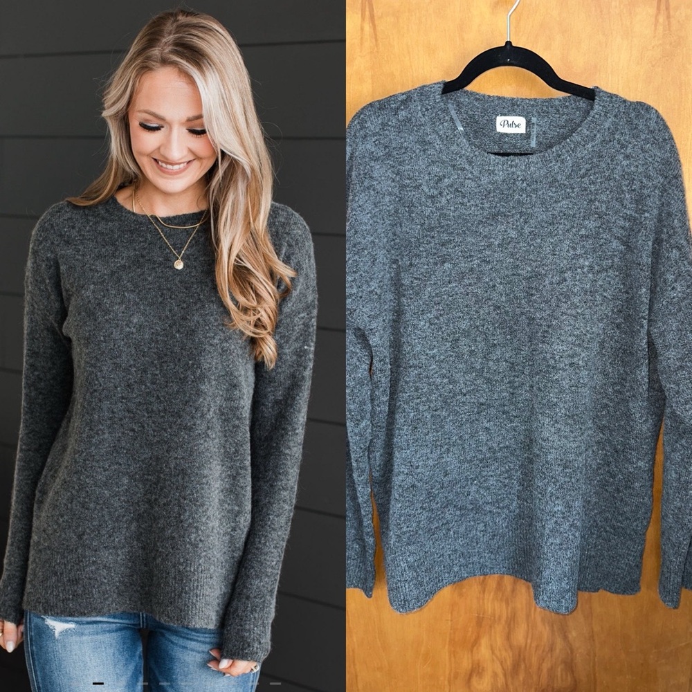 The Pulse Boutique Sweater Grey Gray Pullover